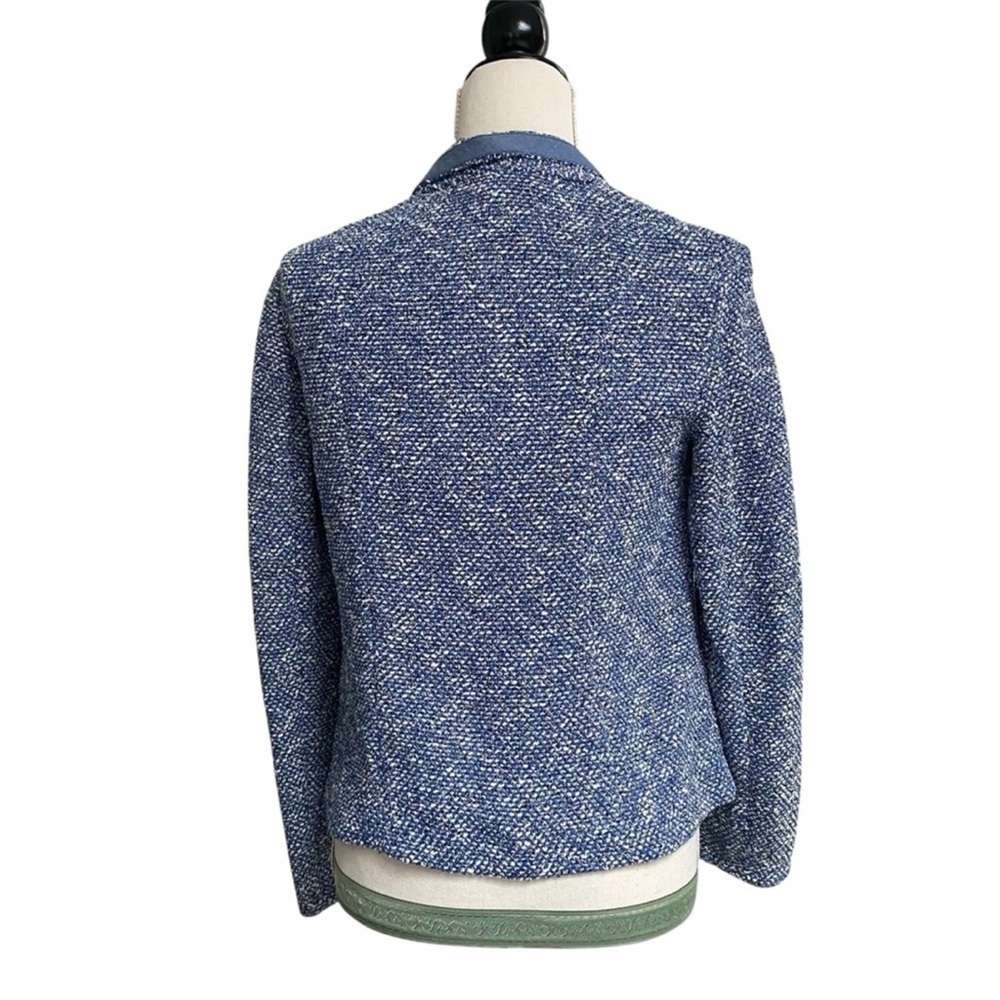 Talbots Blue White Tweed Open Front Blazer Jacket Small Boucle Career Office - Picture 12 of 15